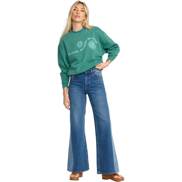 2025 Billabong Womens Time For Kendal Sweatshirt 24B463505 - Evergreen